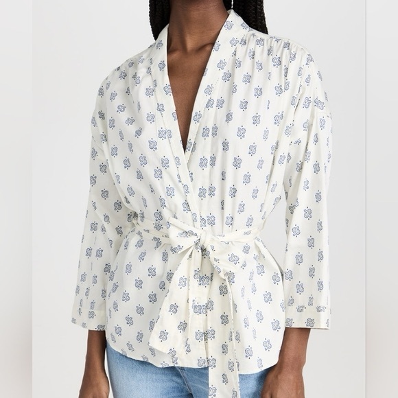 Xirena paisley print Wrap long sleeves Top - Picture 3 of 15